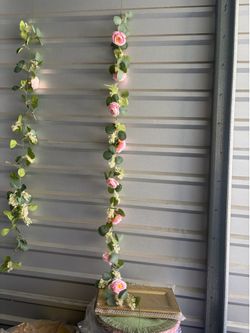 Artificial Floral Garland With Pink Flowers Almost 6 Feet Long