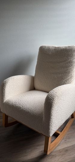 Cream Bouclé Nursery Rocking Chair