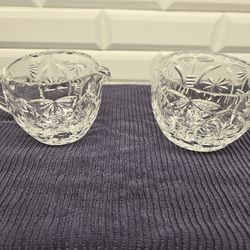 Vintage Pressed Glass Cream and Sugar Set