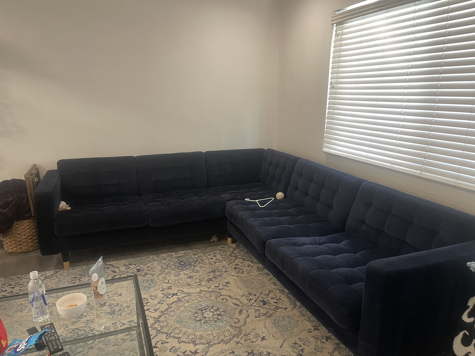 Blue Velvet Corner Couch