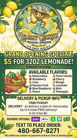 $5 lemonade for limited time ! 32oz!