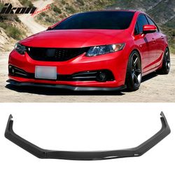 Fits 2013-2015 Honda Civic Sedan GT Style Front Bumper Lip Spoiler Gloss Black PP 3PC