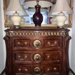 Solid Wood Classic Dresser Brown Woth Gold Trim 