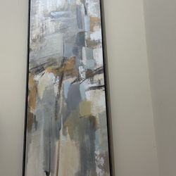 Neutral Abstract Wall Art – Modern Vertical Painting