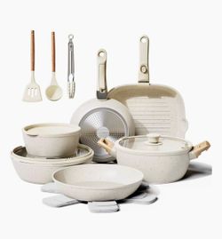 Bazova 19 Pcs Pots and Pans Set Non Stick Ceramic Cookware Set with Removable Handles, Non Toxic Induction Kitchen Cookware Sets RV Cookware, Dishwash