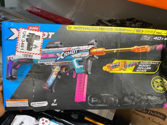 XSHOT Pro Motorized Piston Pump AEB by ZURU Outdoor Blaster 40 Air Pocket Technology Half Darts for Ages 14+