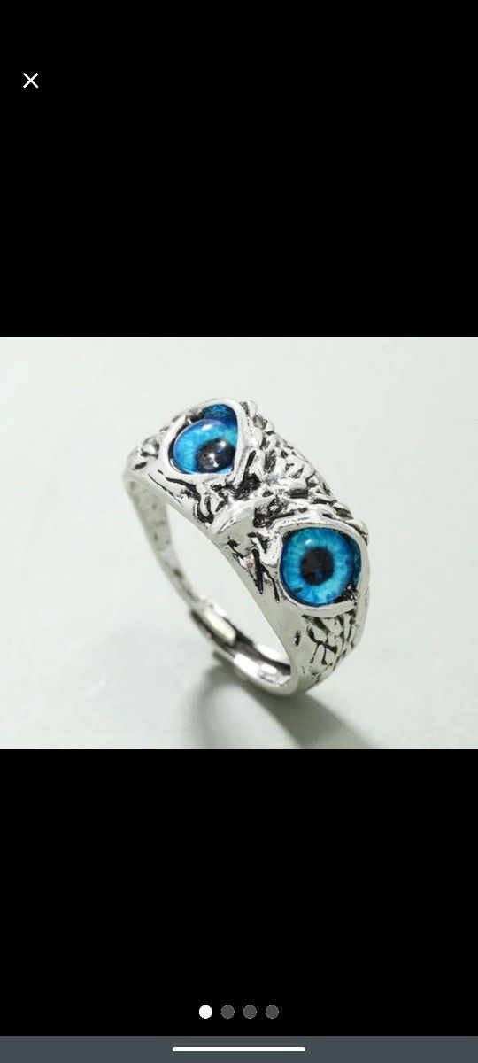 Brilliant Blue-eyed Owl  Ring