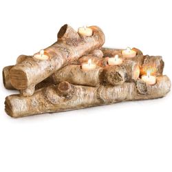 Faux Wood Log Candle Holder