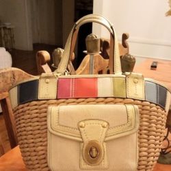 COACH Straw Bag, Purse , Large 