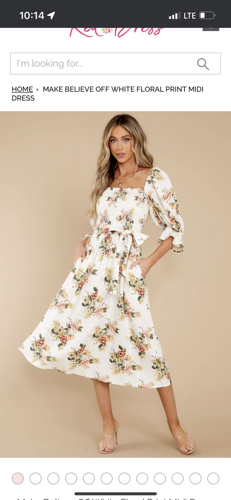 Off white floral print midi dress