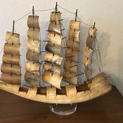 Ship / Boat Made Of Real Horn