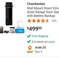 Chamberlain Garage Door Opener. Retail Is $499.00
