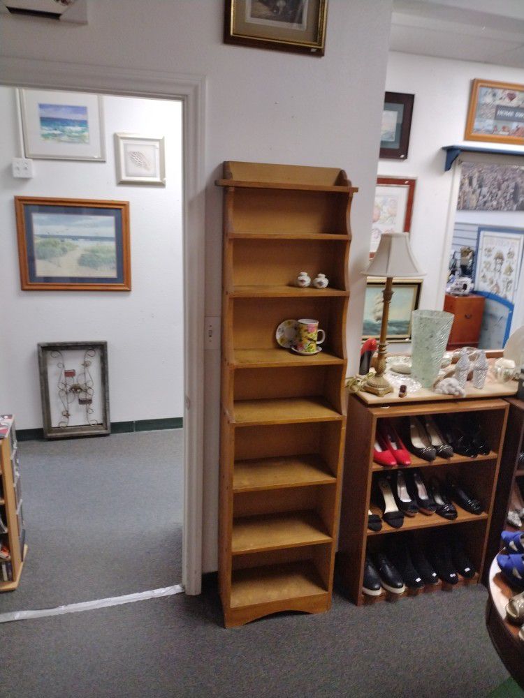 Mid Century Tall 8 Row Shelf, Display Case Book Case
