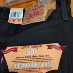 LEVI's 501 Black Buttonfly Redtag New