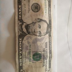 $5 Bill Low Serial Number Star Note