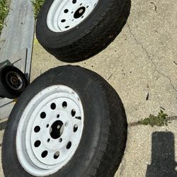 Trailer Wheels 5 Lug With Worn Tires 13”