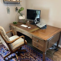 Large Vintage Solid Wood Desk