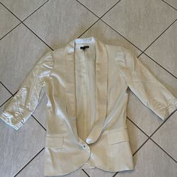Ivory Satin 3/4 Sleeve Blazer Sally Tseng Size 6