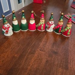 Santa Bells Set Of 8 Christmas Ornaments