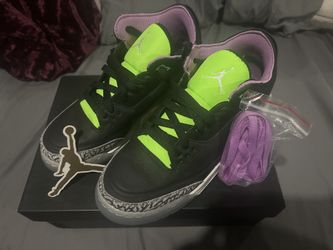 Air Jordan 3 Retro SE (GS) black/white electric green Size 7Y (or Womans 8.5/Mens 7)
