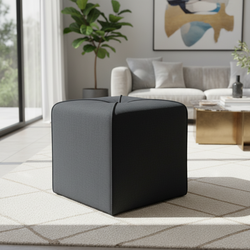 Arlo Dark Charcoal Ottoman – Modern Upholstered Footrest & Accent Seat