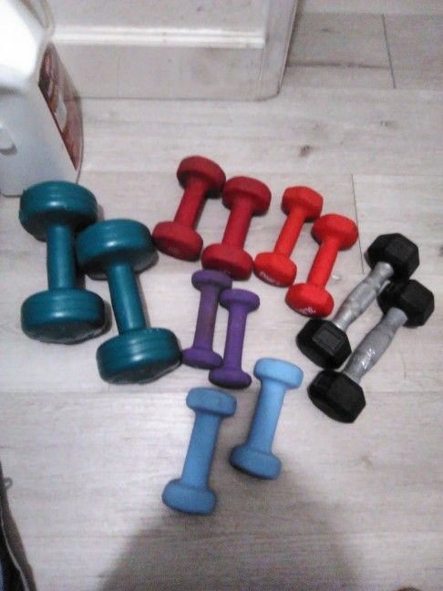 2 4 Pnd Sets Dumbbells, 2 3 Pnd Sets Dumbells, 2 And 1.5 Dumbbells 