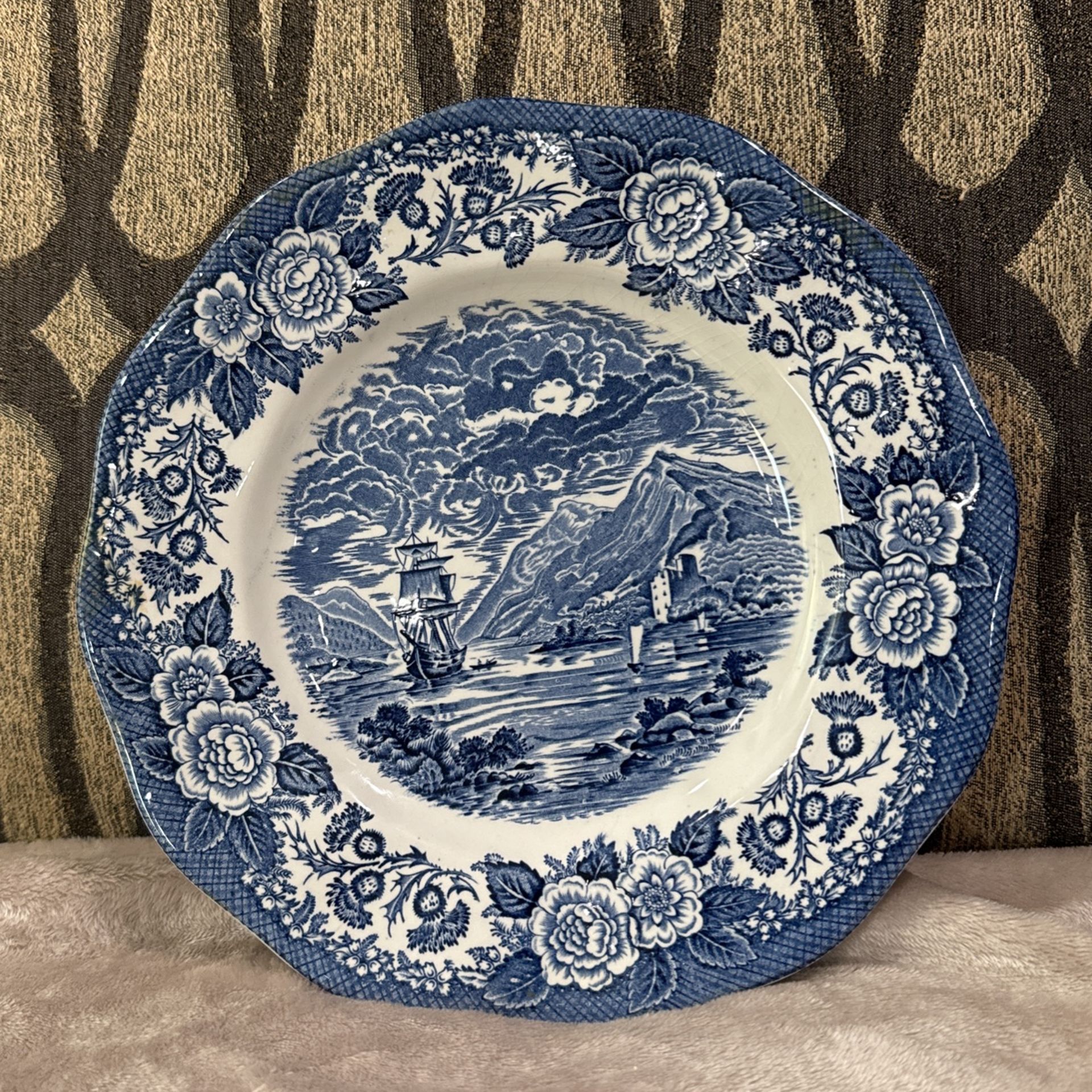 Lochs Of Scotland Royal Warwick England Blue And White Plate