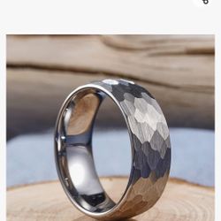 Hammered Tungsten Rings for Men Women 8mm Black Brushed Engagement Mens Wedding Band 