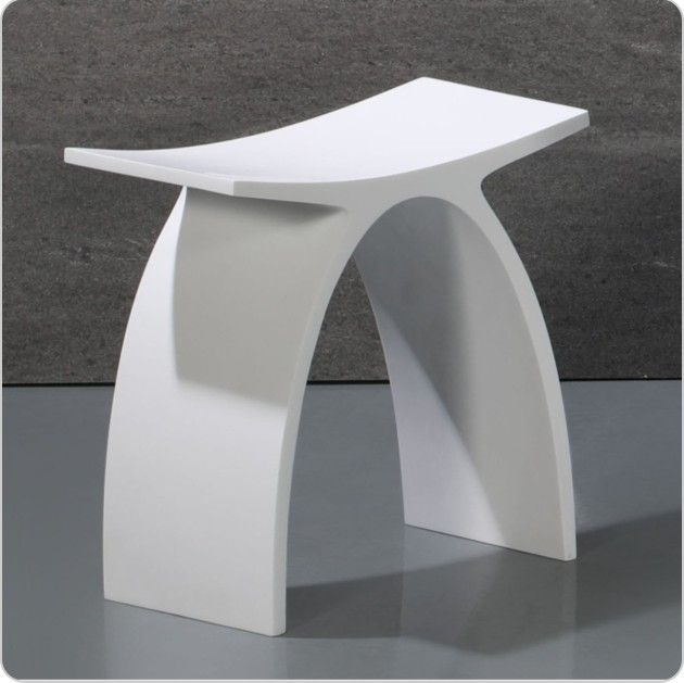 ALFI Brand ABST77 Arched White Matte Solid Surface Bathroom/ Shower Stool (Open Box