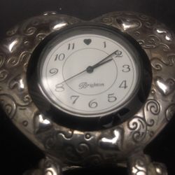 Brighton Silver Heart Shaped Desk Clock