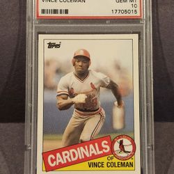 1985 TOPPS TRADED #24T VINCE COLEMAN ROOKIE RC PSA 10 BASEBALL CARD