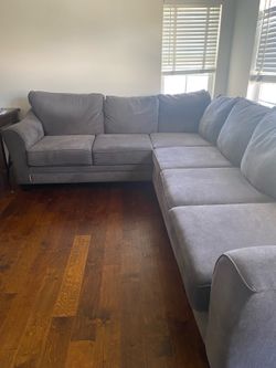 Gray L-Shape Fabric Sofa