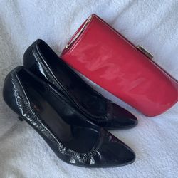 Black Prada Heels  & Pink Jimmy Choo clutch