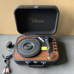 Record Player, Bluetooth Turntable with Built-in Stereo Speakers, 3-Speed Vinyl Player