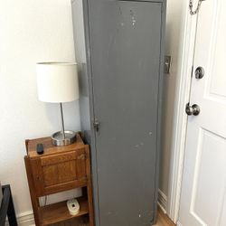Gray Metal Cabinet with Six Shelves