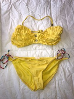 Yellow bathing suit top and bottoms size small
