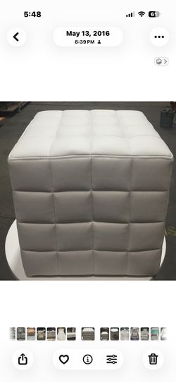 White tufted cube ottomans