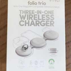 TYLT Folio Trio 3-in-1 MagSafe Wireless Charger 15W iPhone AirPods Watch White