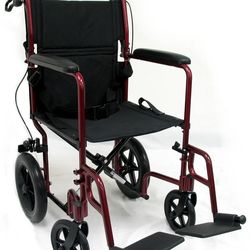 Karman 19 inch Aluminum Lightweight Transport Chair with Hand Brakes