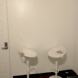 Two White Retro Bar Stools
