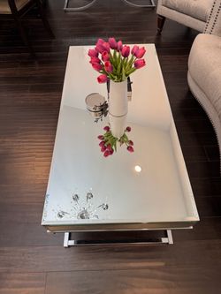 Mirrored Glass Top Coffee Table