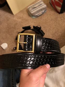Genuine leather basket weave belt size 34