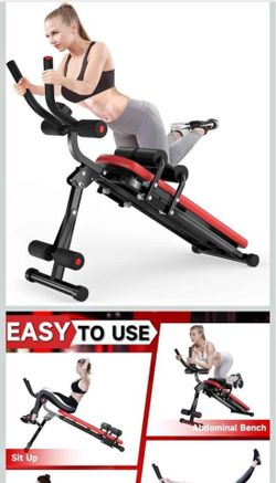 💪 Bigzzia 5-in-1 Ab Machine – Adjustable Core Trainer | Foldable Home Gym Equipment (Red)