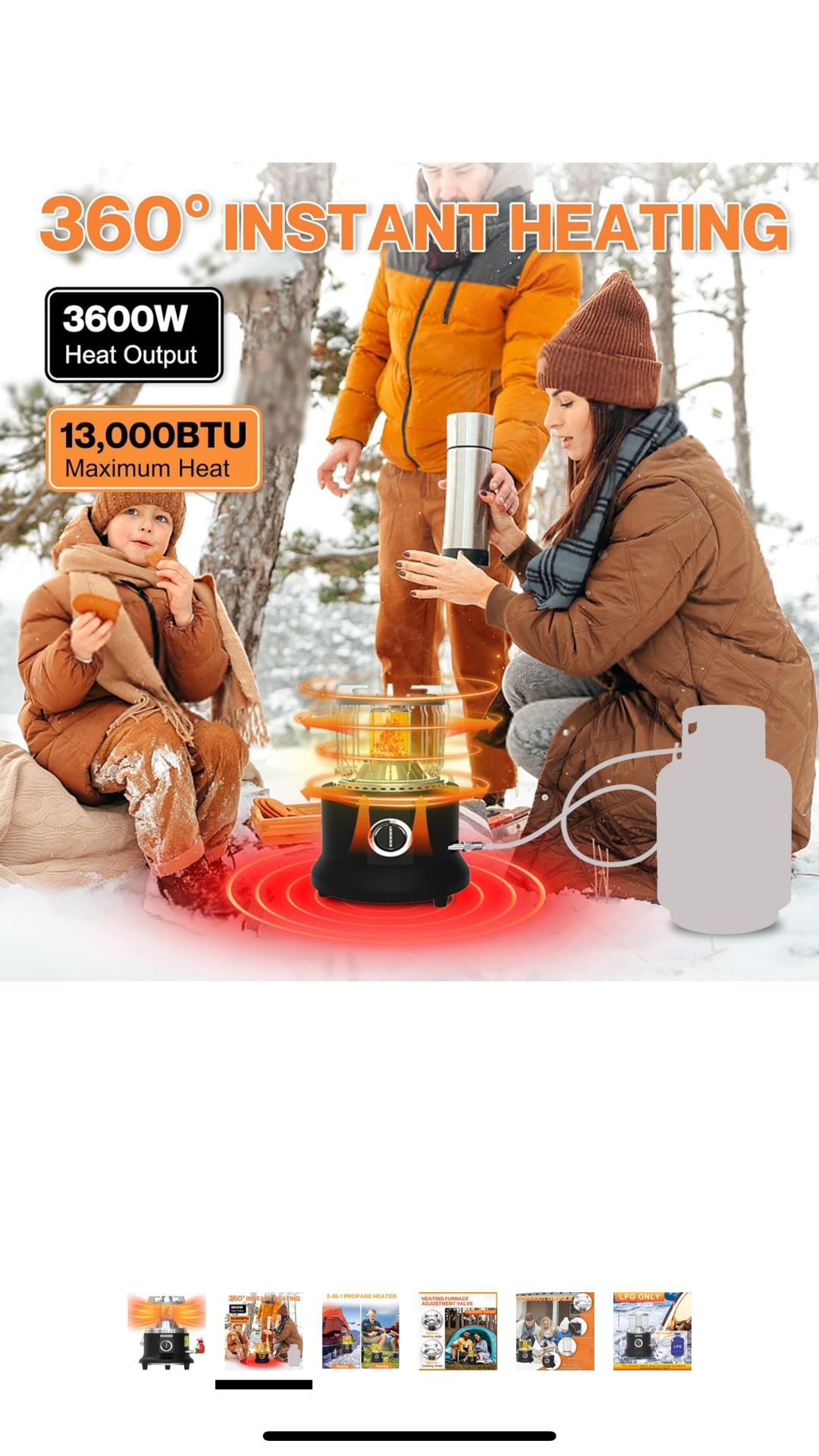 Propane Heater, 13000 BTU Indoor Propane Heater, 2-in-1 Portable Propane Heater Indoor with Handle, Patio Outdoor Heater for Tent, Ice Fishing, Greenh