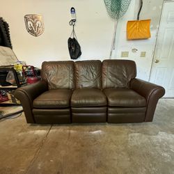 FREE DELIVERY • Genuine Leather Recliner Sofa
