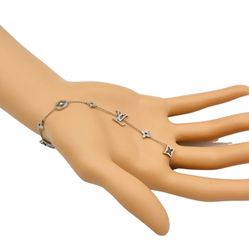 LV Louis Vuitton Logo 18k White Solid Gold 750 Bracelet 9"