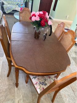 Dining Table Set with 6 Chairs – Solid Wood Frame – $250