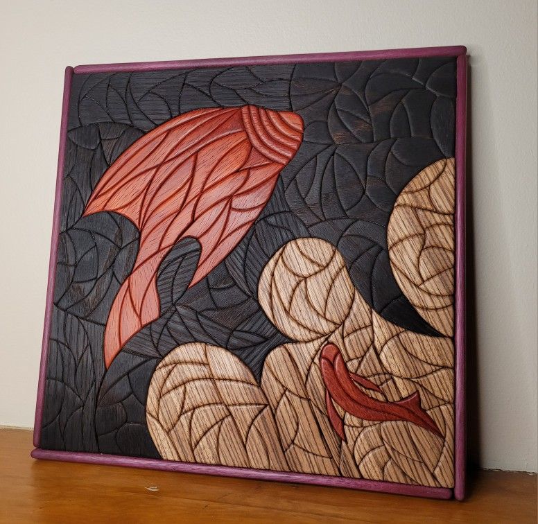 Wooden Fish mosaic wall art