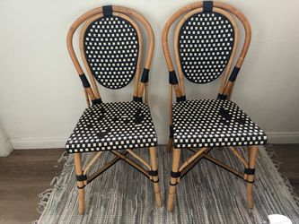 Set of 2 French Bistro Chairs – Black & White Checkerboard