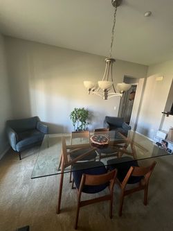 West Elm Glass Top Table + Chairs